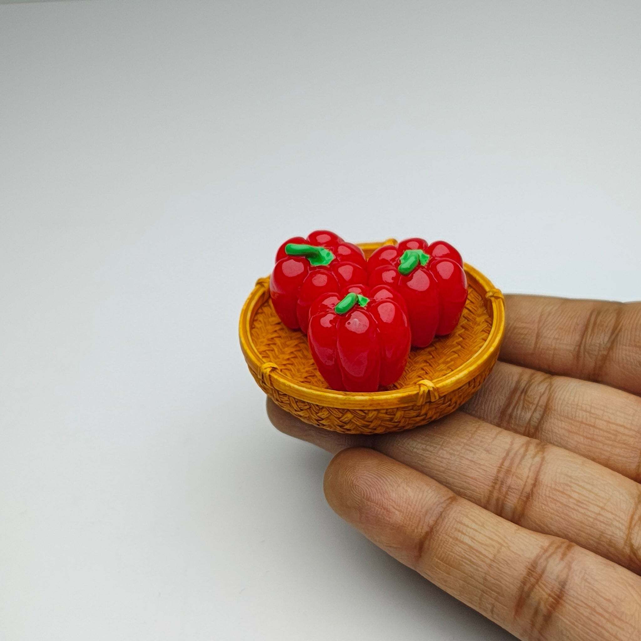 Miniature Red Capsicum Basket Dollhouse Accessories Playset-image-36