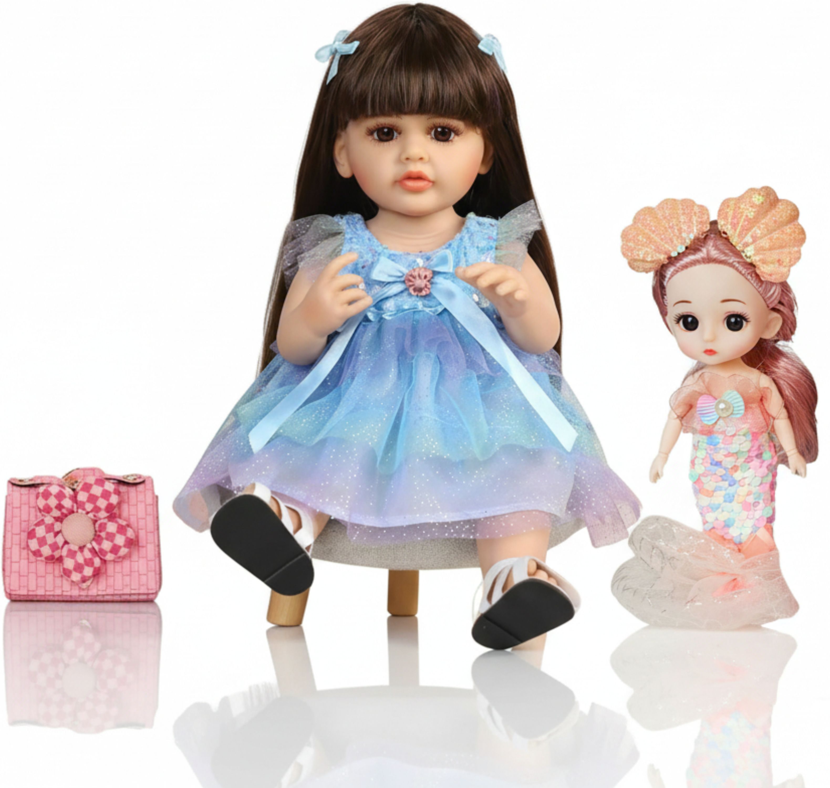 nestyfox Realistic Silicone Doll 53 cm with Sound & Motion Sensor |Mermaid Doll & Handbag-picture-13