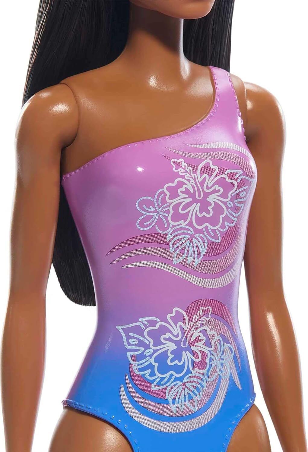barbie Doll With Dark Brown Hair Wearing Tropical Purple Swimsuit-picture-38