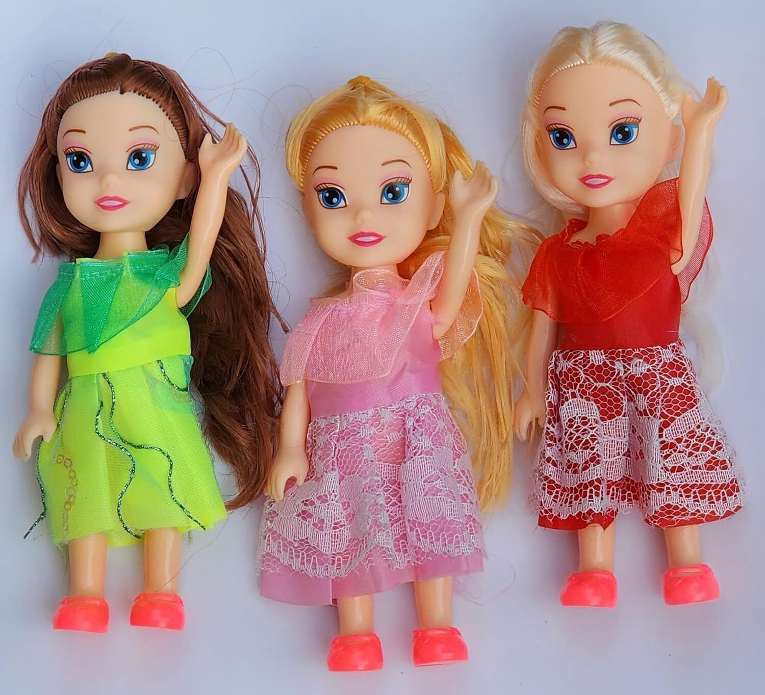 khyali Realistic Three Sister Dolls with Fancy Dress & Movable Body Parts for Kids|90-picture-19