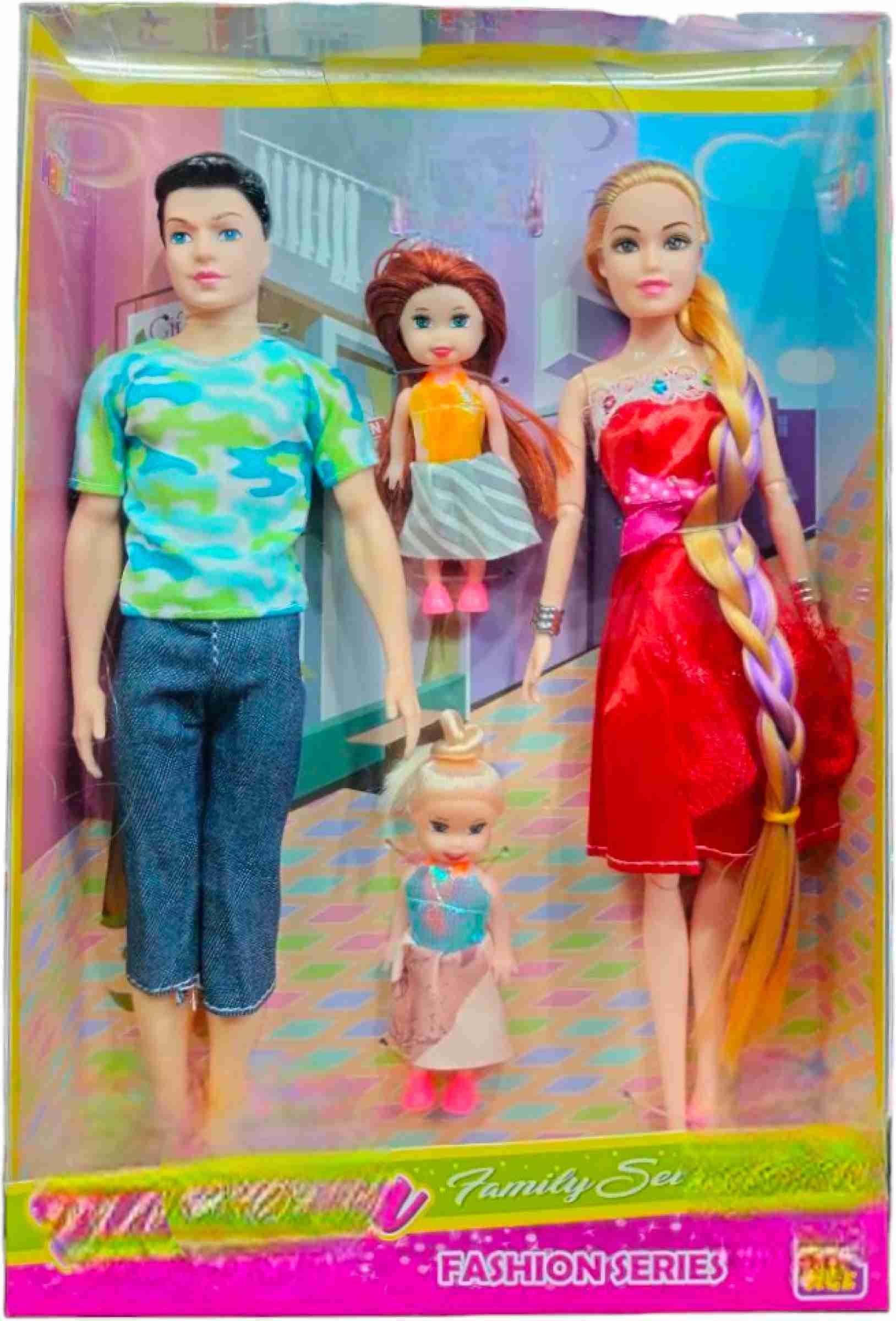 2 Beautiful Couple Doll With 2 Mini Doll Set For Kids, Foldable Arms & Legs