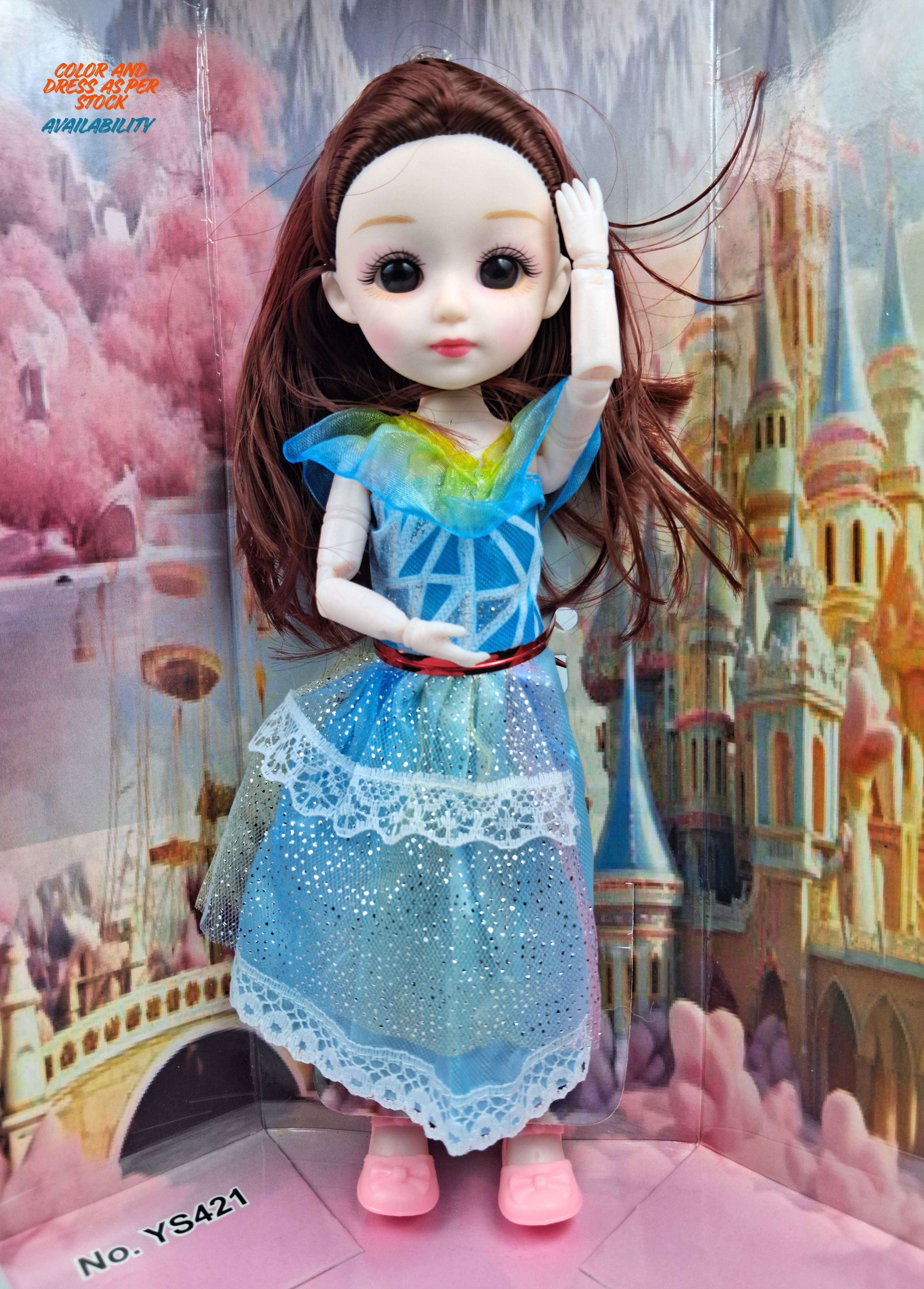 meesaj Mahi Girls Lovely Doll in Blue Dress – Fully Movable Cute Toy for Kids 3+-picture-39