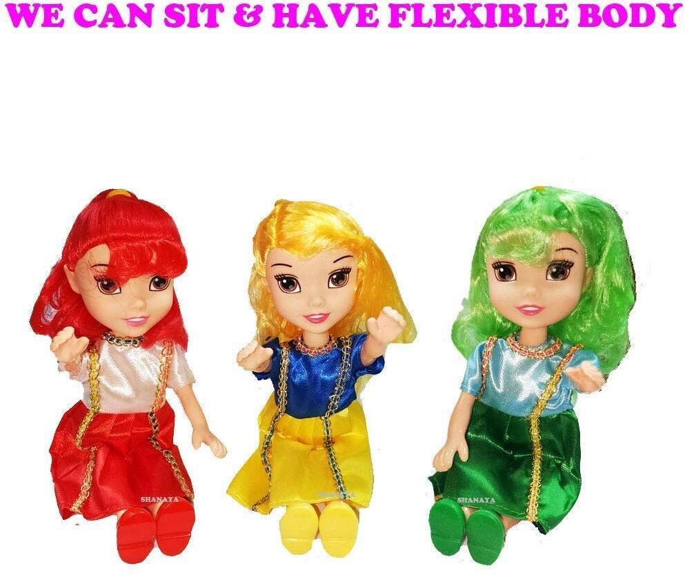 khyali Realistic Three Sister Dolls with Fancy Dress & Movable Body Parts for Kids|123-picture-34