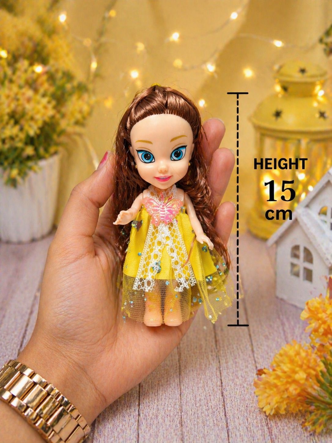 rm traders Petite Fashion Princess doll 15CM YELLOW DRESS-picture-15