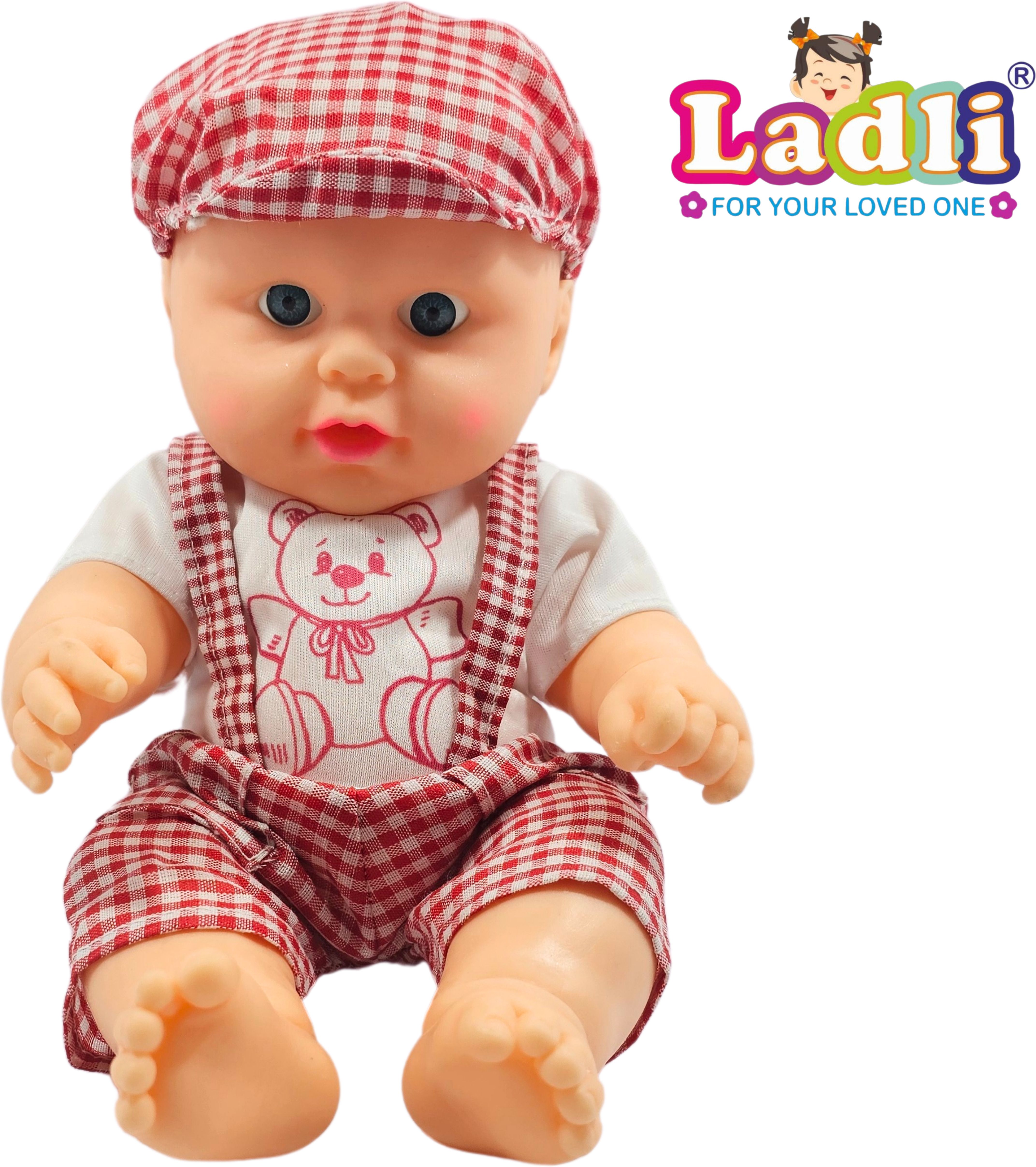 Rubber Doll for Kids Dress Golu baba with Movable Arms with Milk Bottle_B