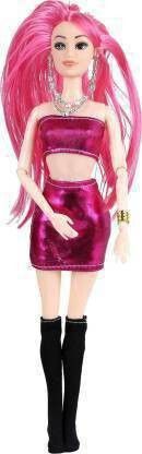 Pink Cute & Charming Foldable doll with Party Outfit (Multicolor)-image-18