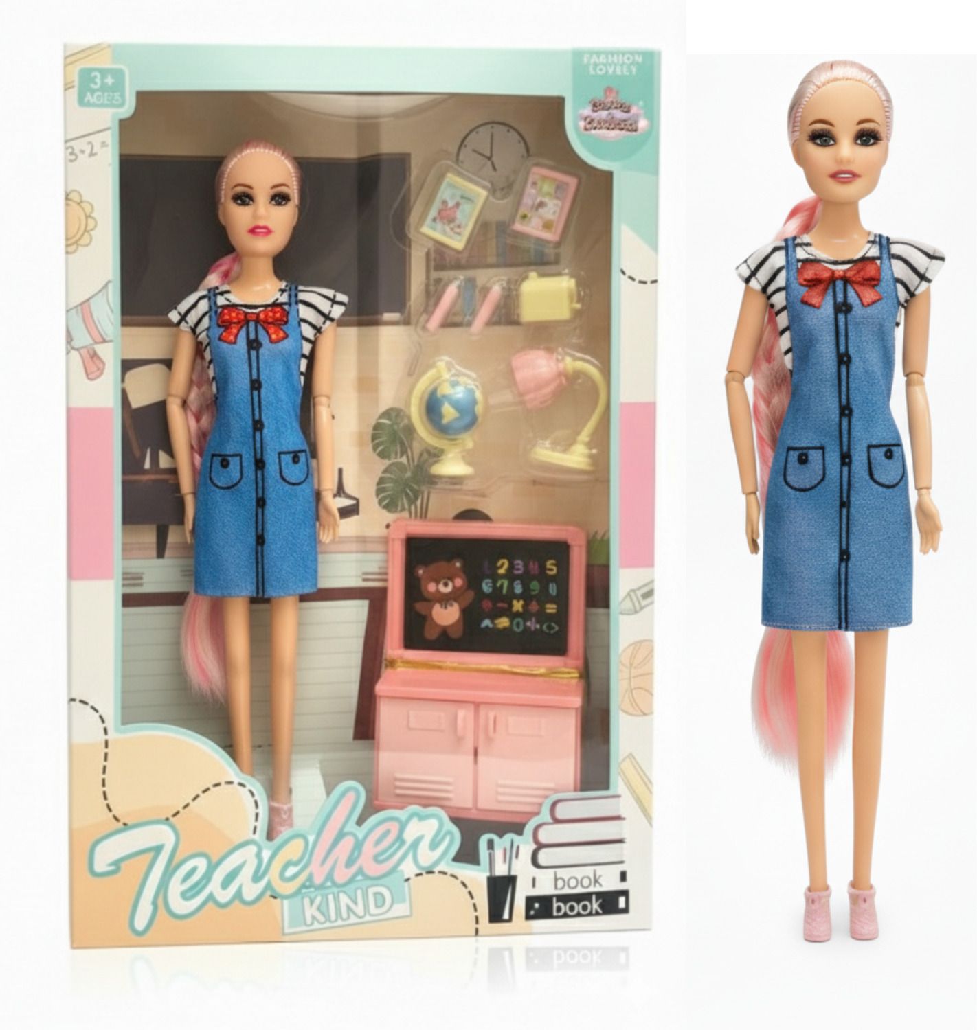 Teacher Doll Playset with Blackboard, Desk & Globe for kids-image-20