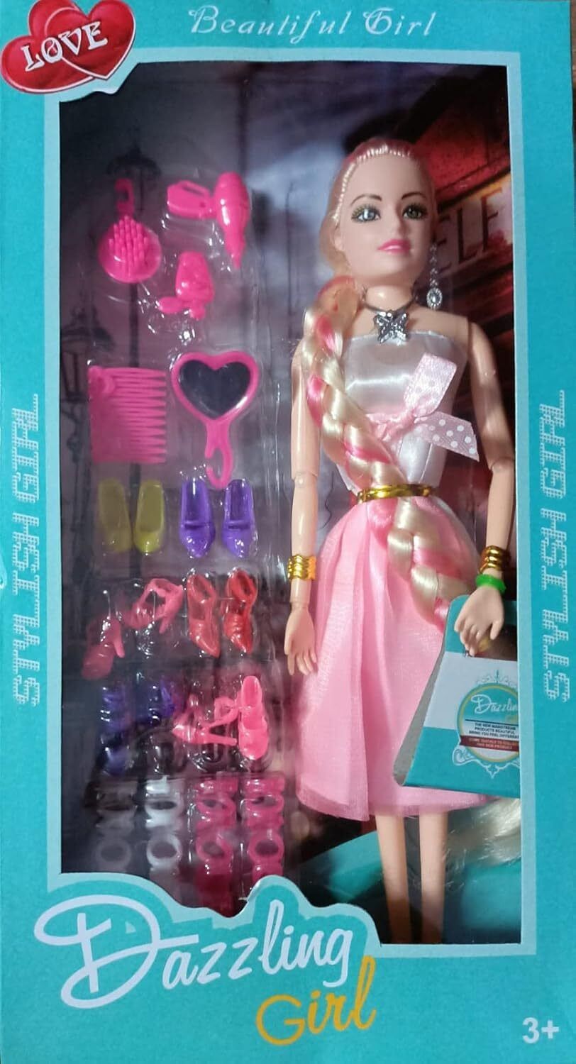 Stylish Long Hair Doll Set with Movable Joints for Kids(Pack of 1) (Multicolor)-image-16