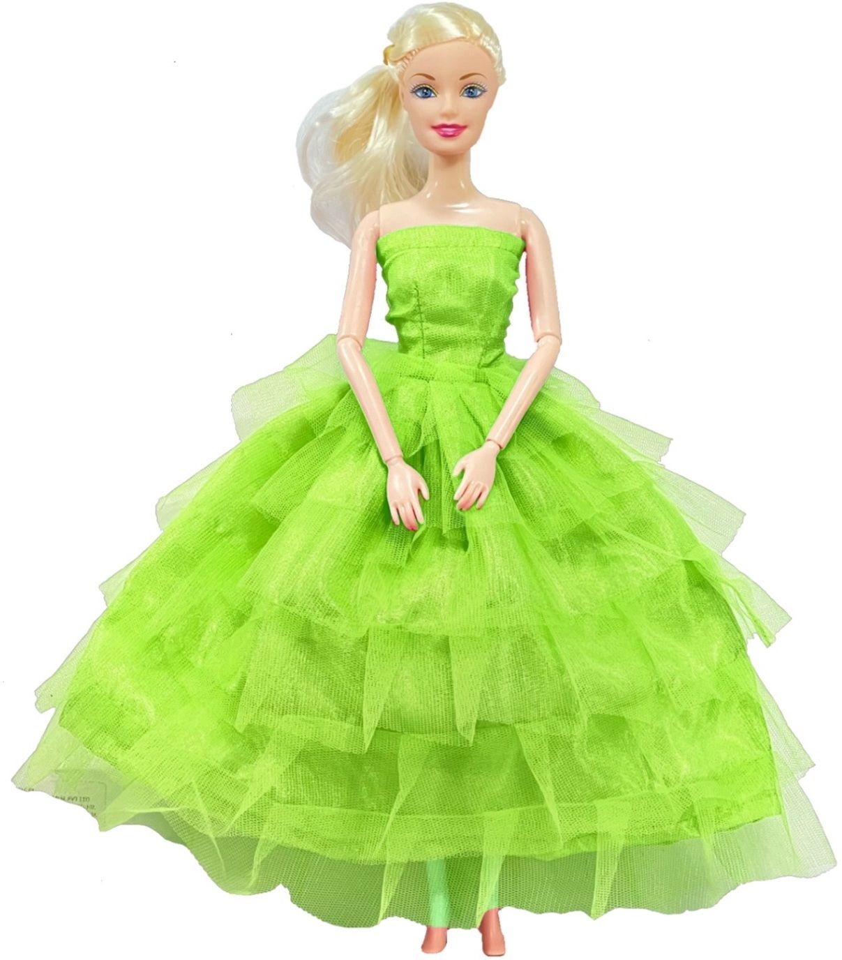 Doll Set for Girls, Full Foldable Fashion Doll with Green Frill Frock-image-9