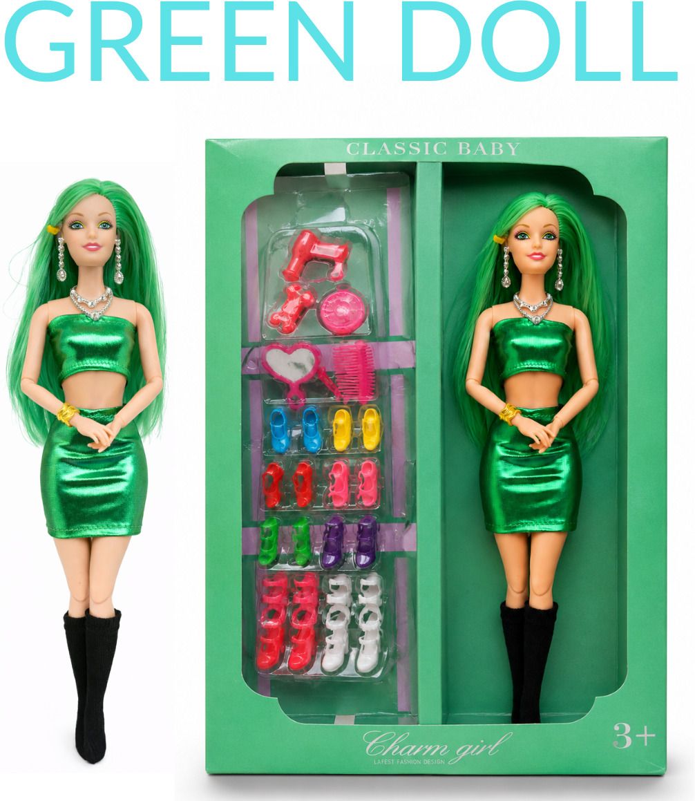 Green Dress Fashion Doll Set for Creative Role Play-image-11