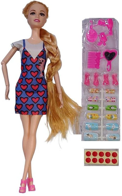 Plastic Makeup Dolls and Accessories Toy Set - Complete Beauty Kit for Kids