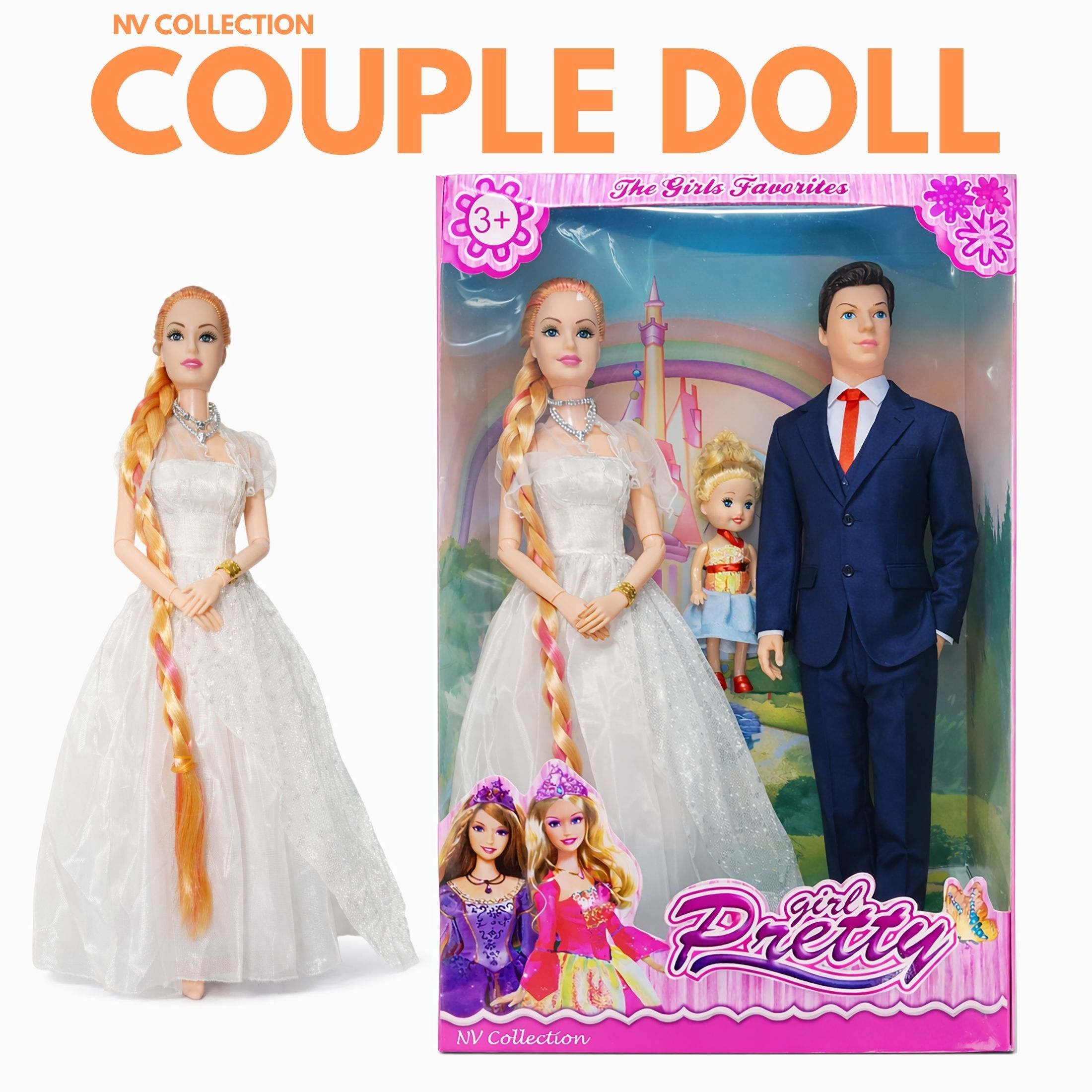 devacore Couple Doll Family with Baby for Pretend Play Adventures-picture-45
