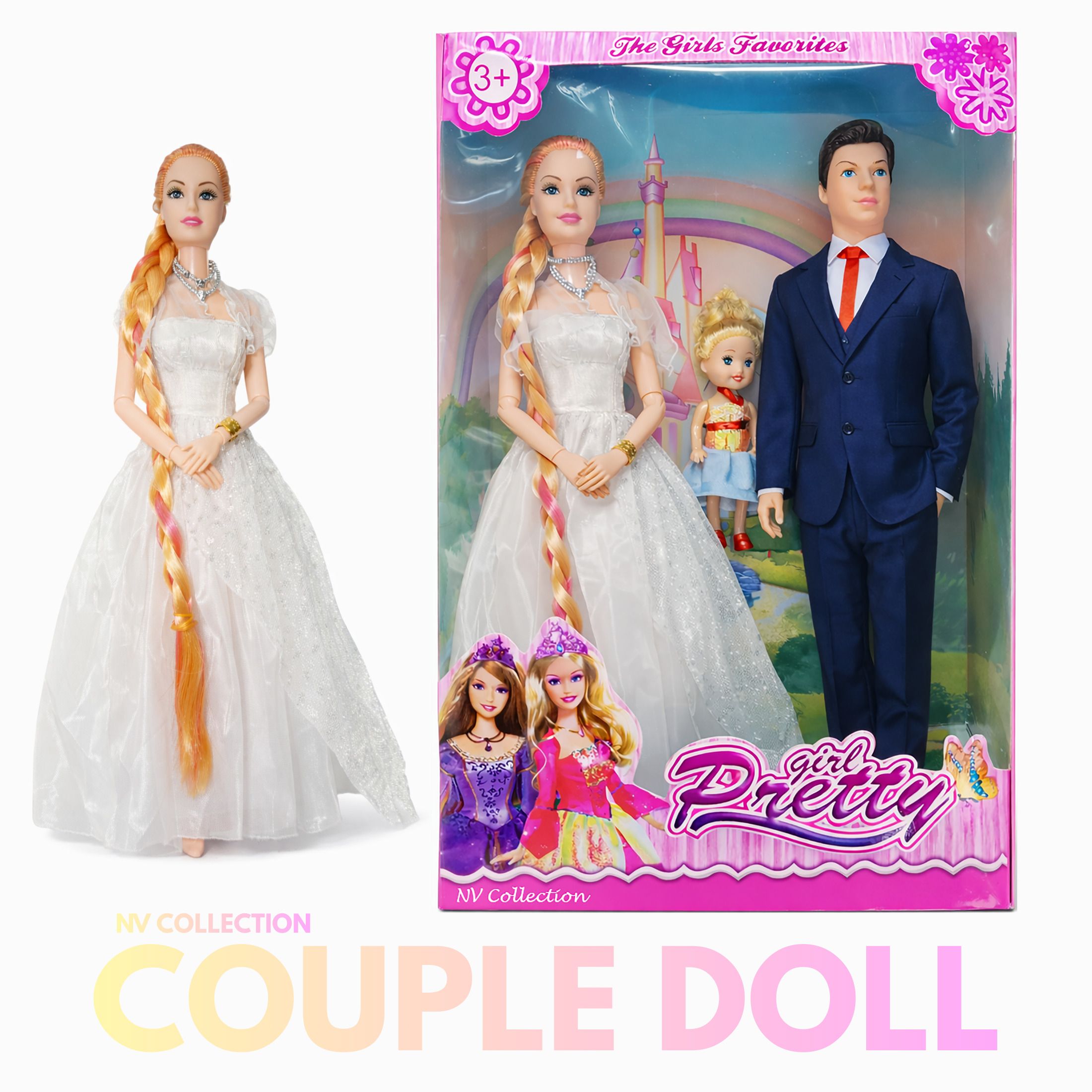 Family Doll Play Kit with Couple and Baby Figures-image-32