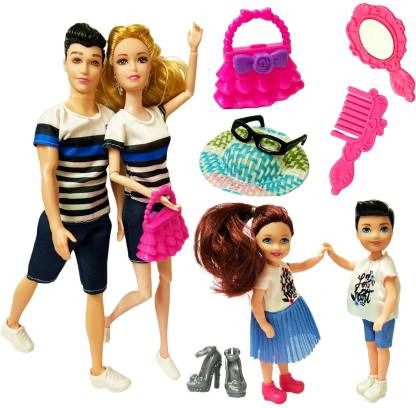 Family Barbie Doll Set for Girls/ Doll Set for gilrs of 4 Dolls set