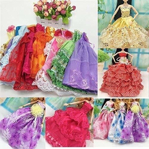 Plastic Polyester Doll Accessories Wedding Gown Dress for Doll