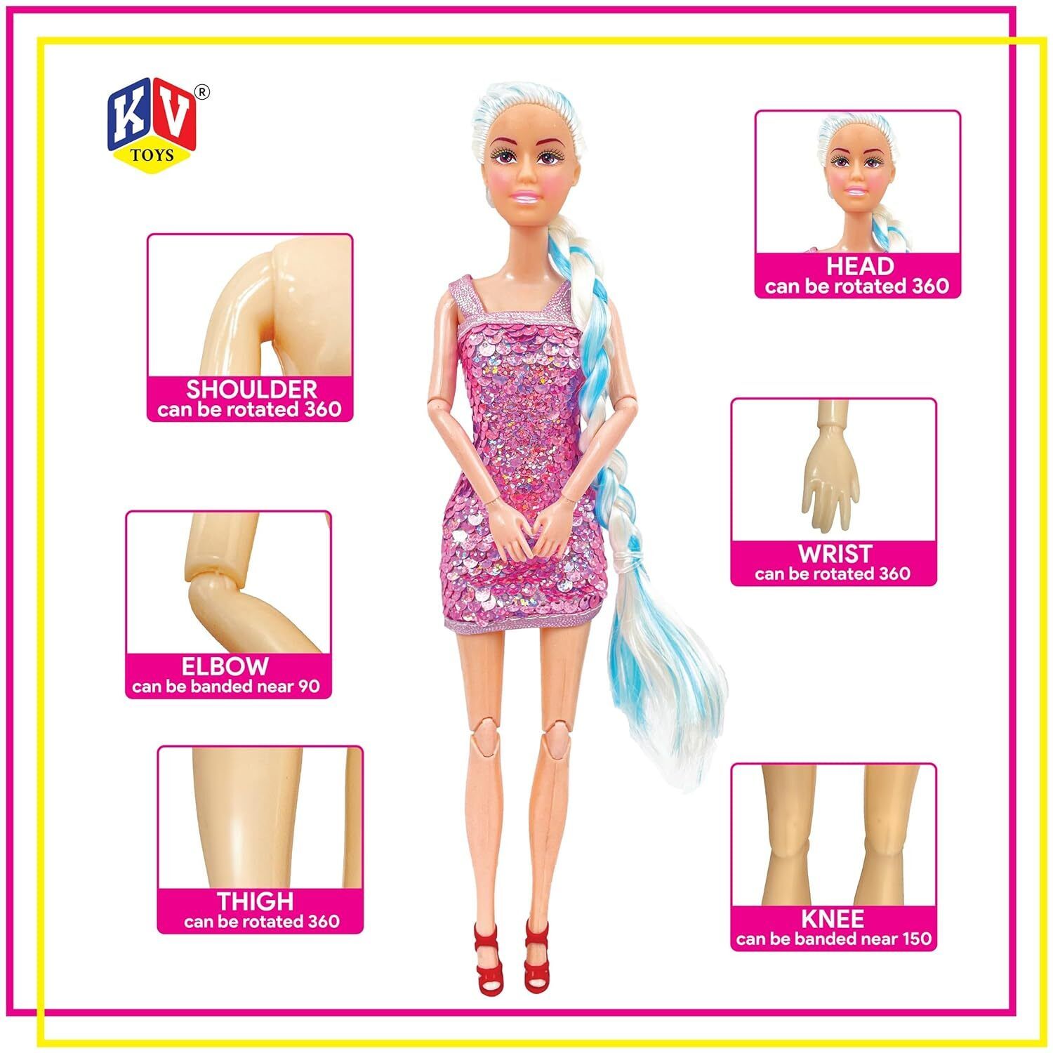 taabar Dream Girl Doll Moveable Body Parts Perfect for Kids Age 3 and Above (Any Color)-picture-10