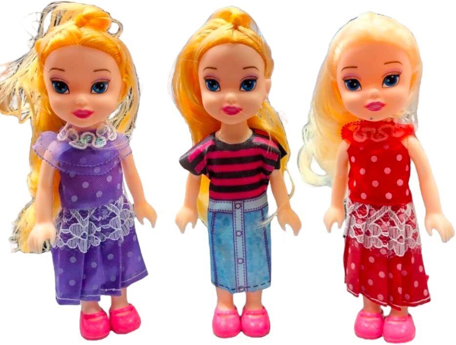 khyali Realistic Three Sister Dolls with Fancy Dress & Movable Body Parts for Kids|129-picture-20