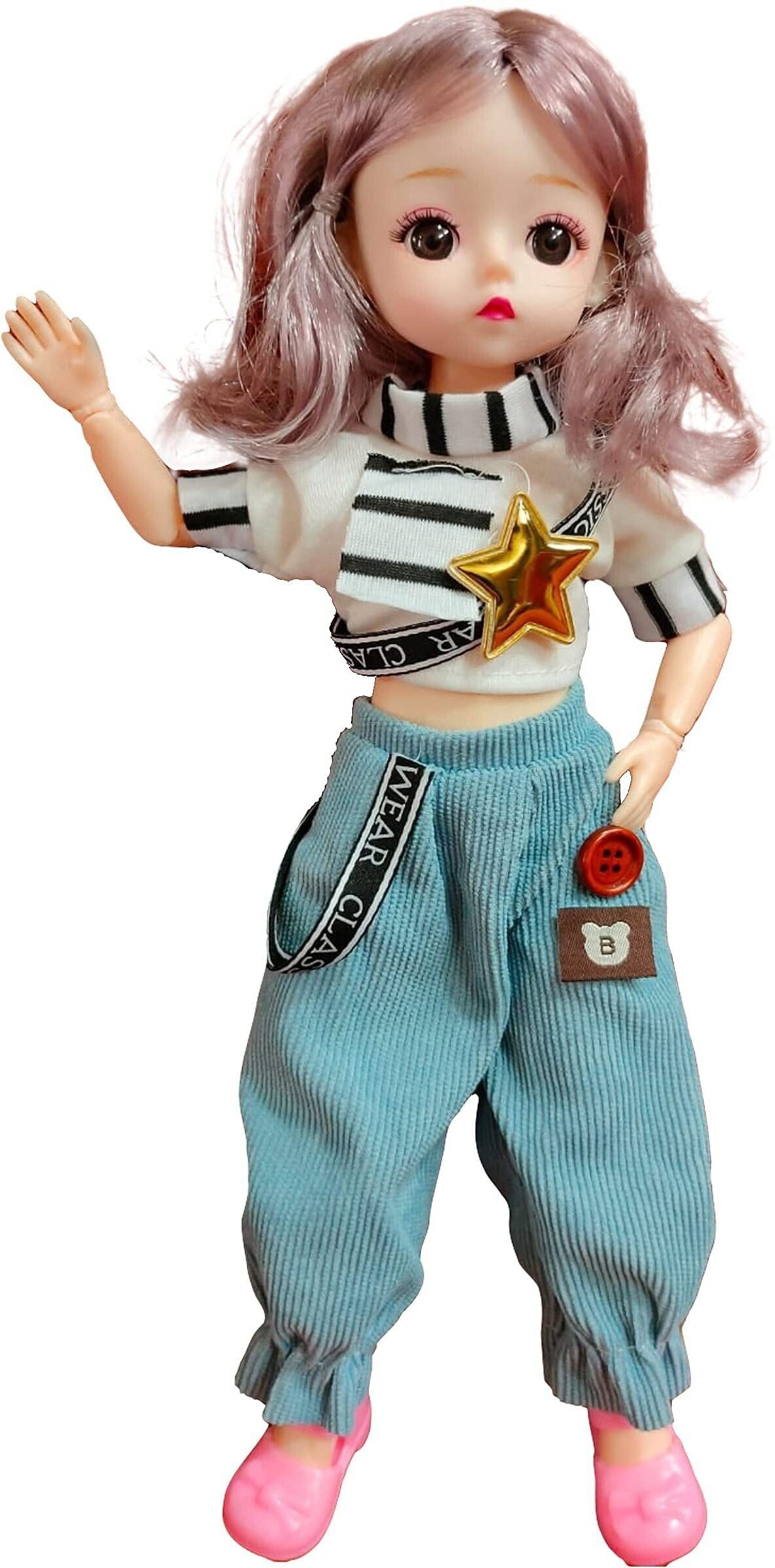 Set 13 Movable Joint Makeup Cute Girl Brown Eyes Fashionable Doll for Kids Girls-image-7