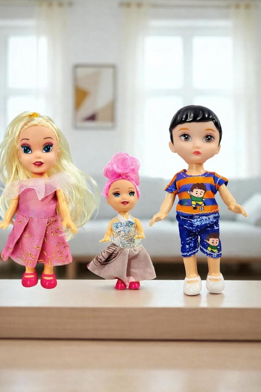 kidz n toys Happy Family Doll Set with Mother, Father & Daughter for Girls Boys-picture-33