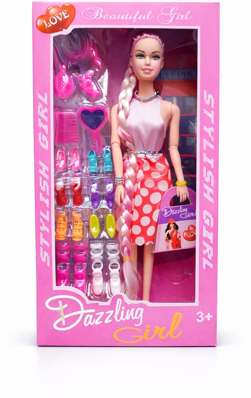 Dazzling Girl Fashion Doll with 10+ Accessories and Pink Braided Hairdoll-image-38