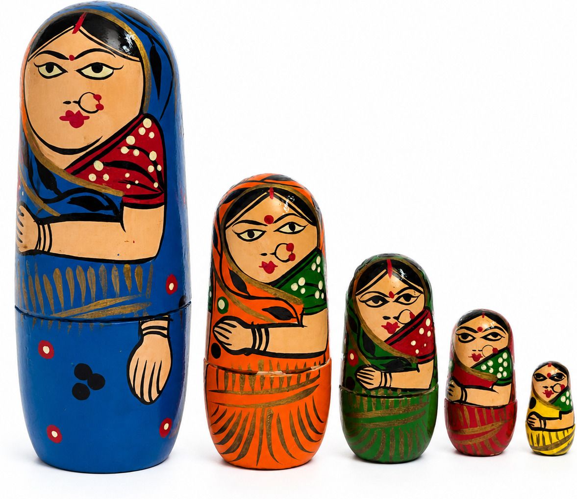 pankhudi export WOODEN DOLL PACK OF 5 DOLLS-picture-23