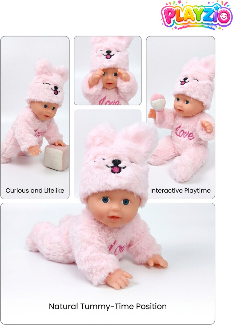 Premium Soft Pink Baby Doll with Bunny Cap & Bottle | Cute Companion Toy-image-46