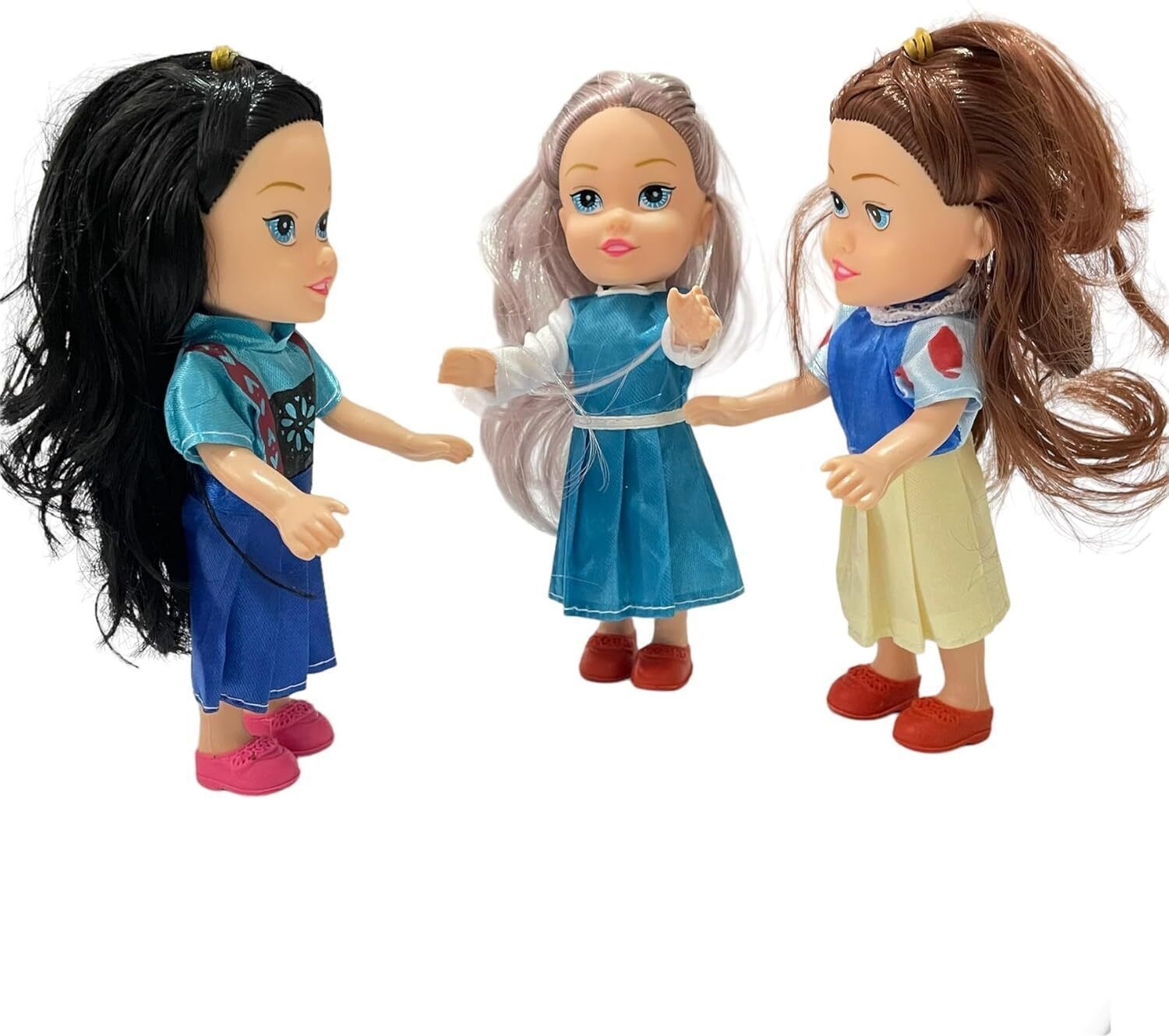 khyali Realistic Three Sister Dolls with Fancy Dress & Movable Body Parts for Kids|109-picture-36