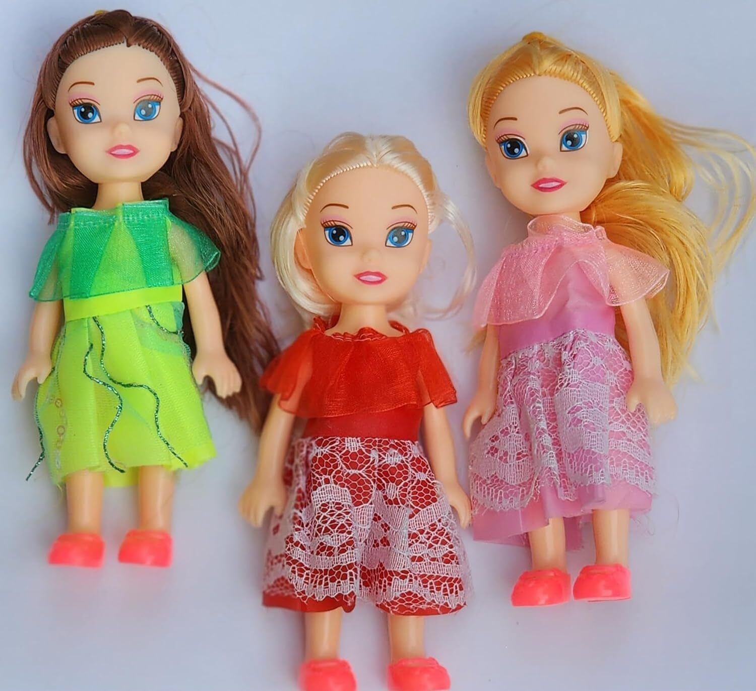 khyali Realistic Three Sister Dolls with Fancy Dress & Movable Body Parts for Kids|113-picture-15