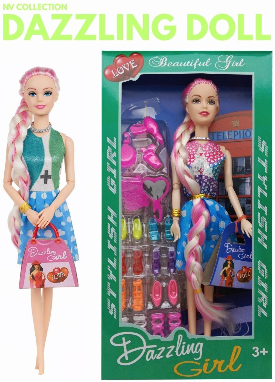 Braided fashion doll with a sleek designer-style bag-image-1