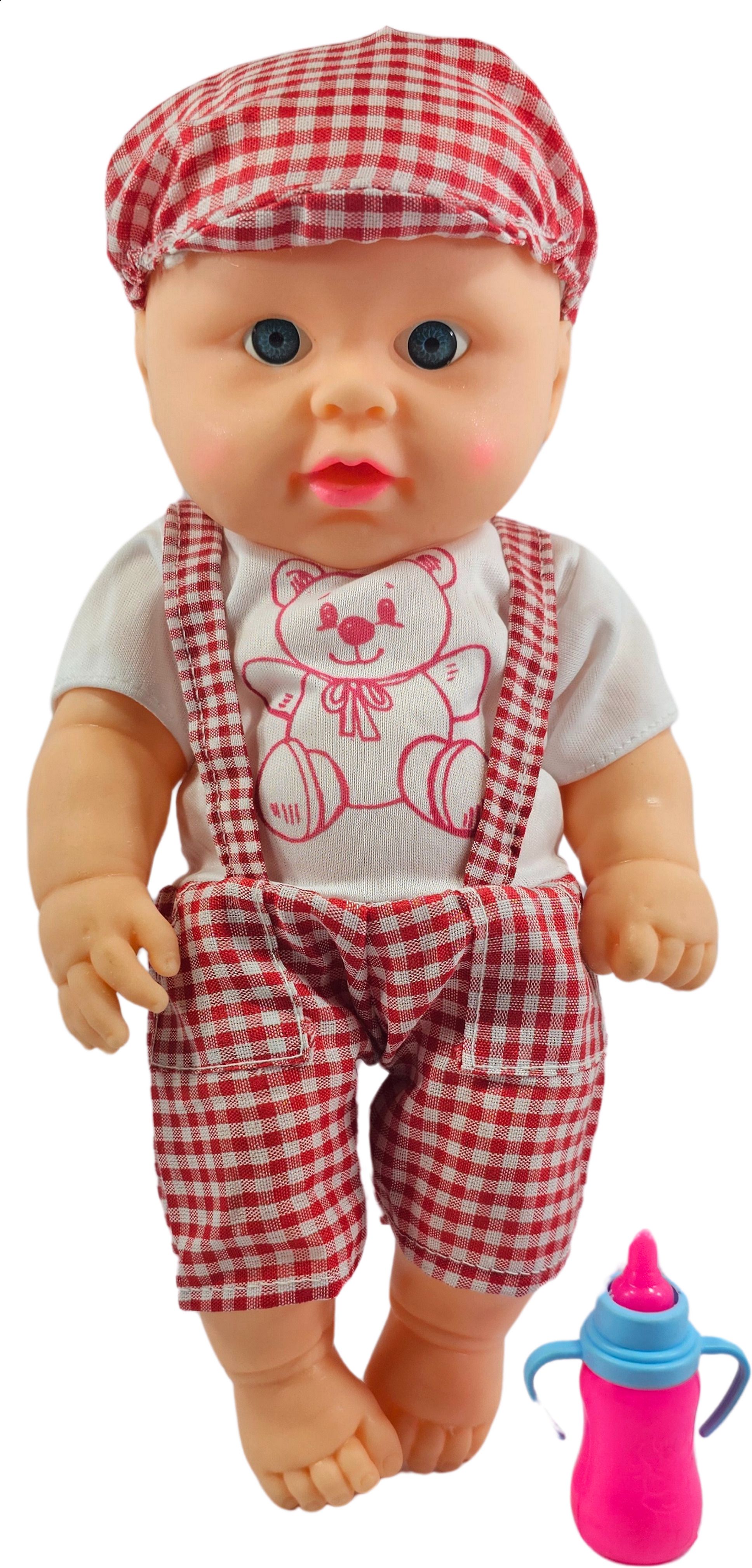 Rubber Doll for Kids Dress Golu baba Doll for Kids Movable Arms with Milk Bottle