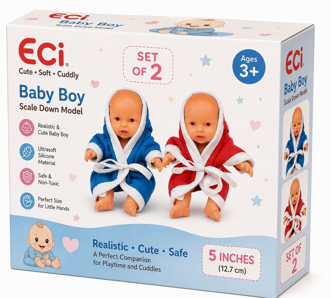 eci Set of 2 Baby Boy Scale Down Dolls 5 Inch Mini Baby Dolls with Gown-picture-12