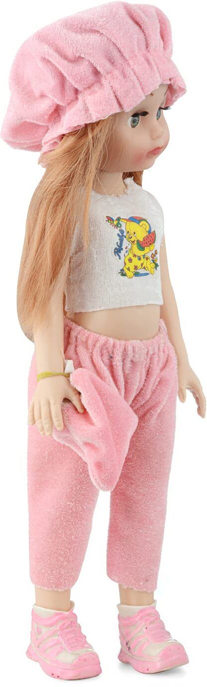 Cute Girl Doll Toy with Moveable Arms and Legs with Dress, Hairs, Cap, Shoes