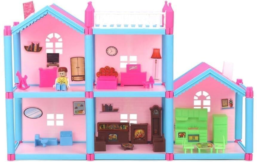 Lovely House Multi Level DIY Doll House 108 PCS Playset with Accessories-image-32