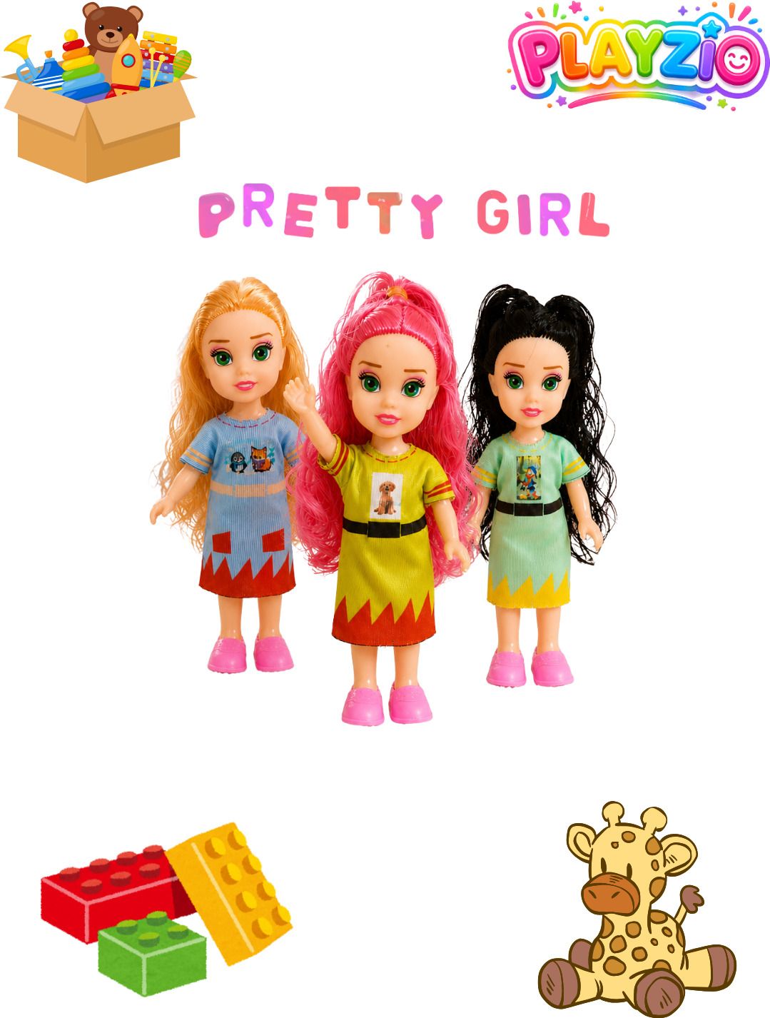 Three Sisters Mini Doll Set with Colourful Outfits for Pretend Play, Pack of 3-image-18