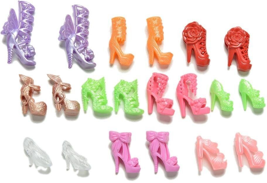 Fashion Doll Shoes (Multicolor) (Pack of 10 Pair)