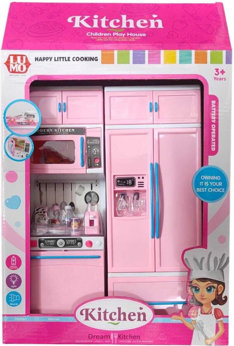Mini Modern Kitchen Playset with Lights and Accessories – Pretend Cooking Toy