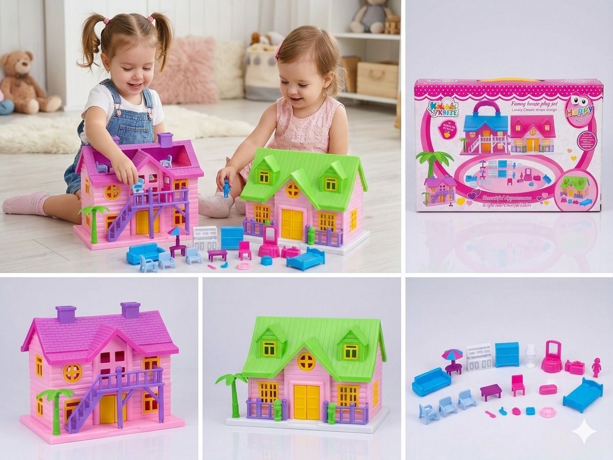 toys adventure Happy Home Doll Double House Play Set with Furniture Accessories-picture-22