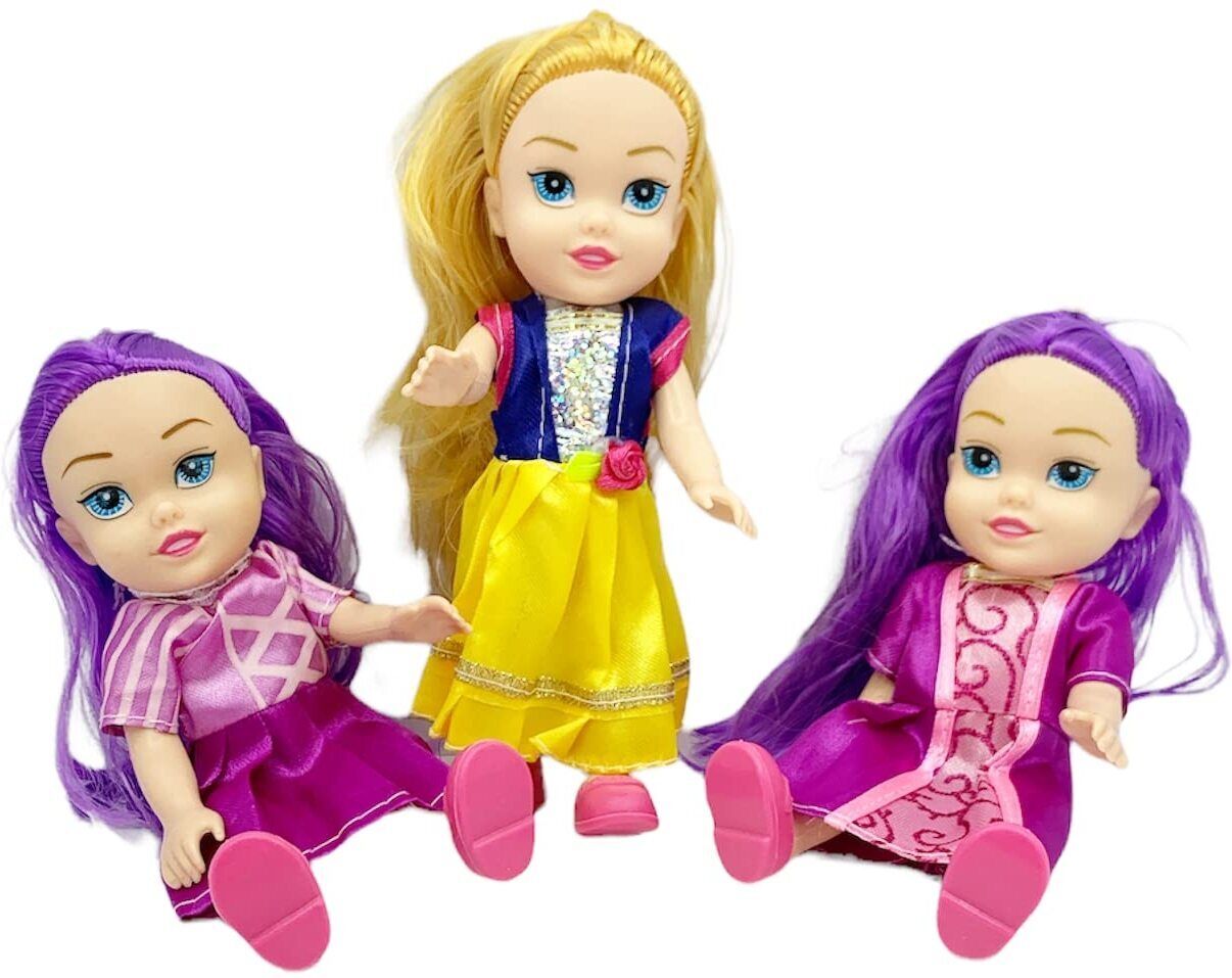 khyali Realistic Three Sister Dolls with Fancy Dress & Movable Body Parts for Kids|100-picture-18