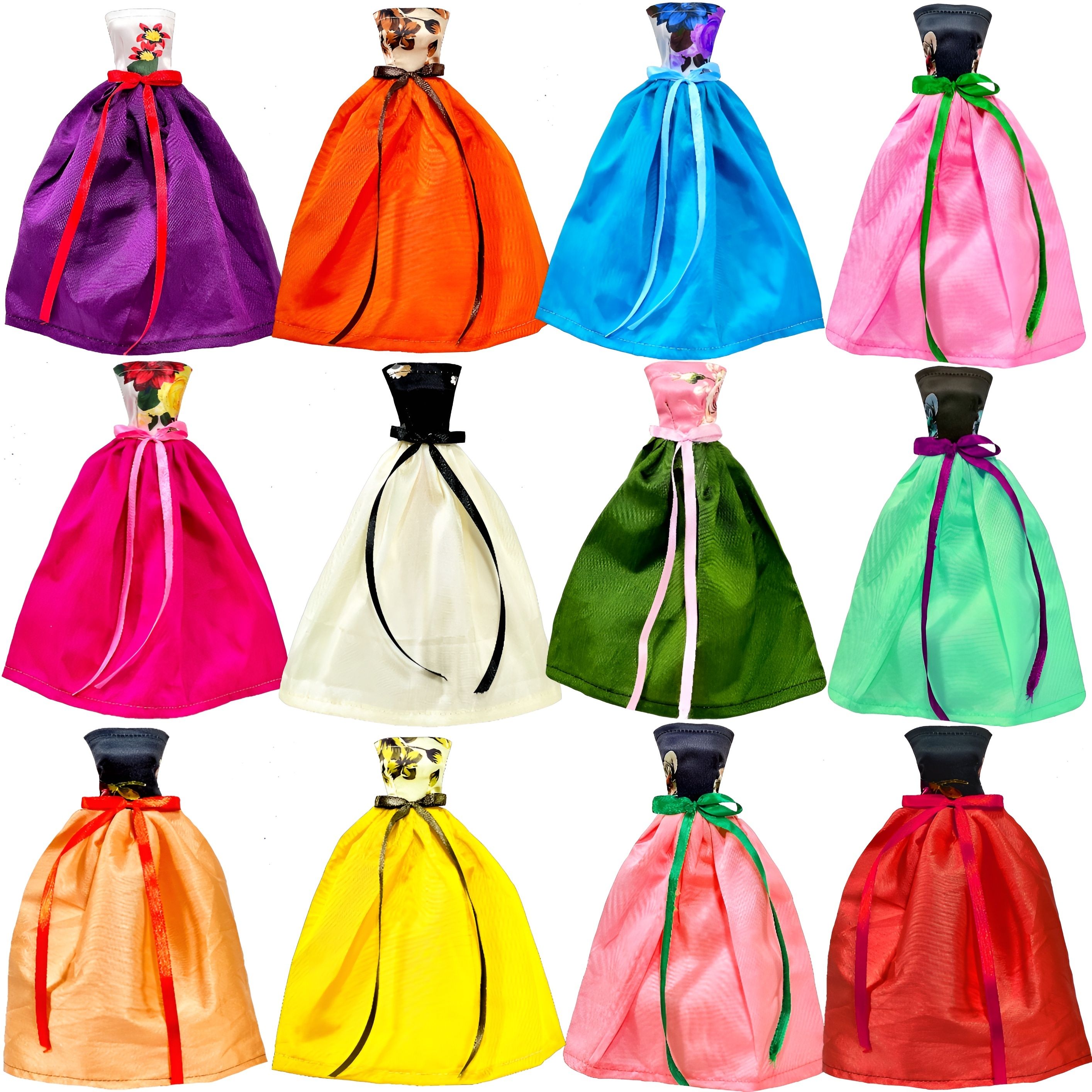 12 Pcs Doll Gown Set for 28-30cm Dolls, Colorful Fashion Clothes Collection
