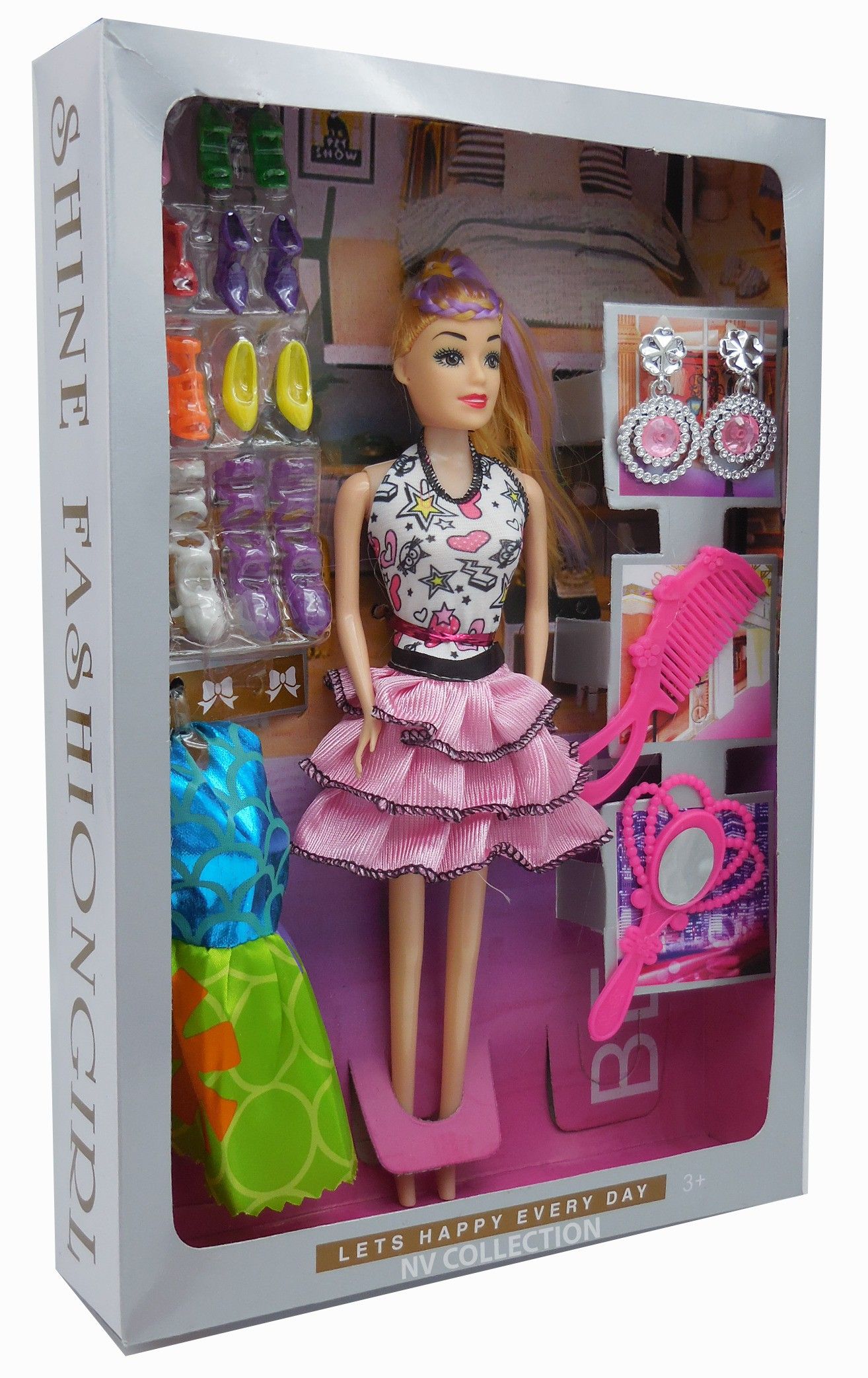 nv collection shine fashionable doll set with accessories and dresses for kids (Multicolor)-picture-34
