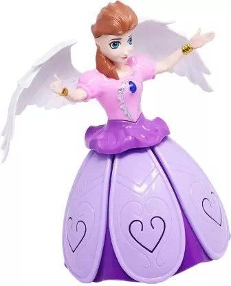 Princess doll dancing & rotating angel girl flashing lights with music for kids-image-44