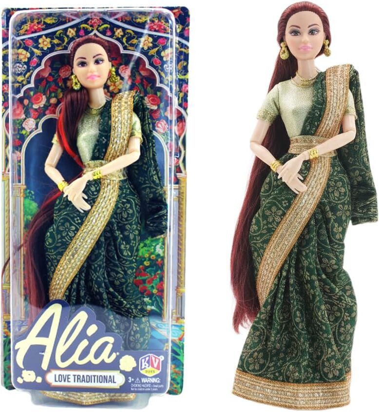 Alia Love Traditional Fashion Doll with Green Saree & Accessories-image-41