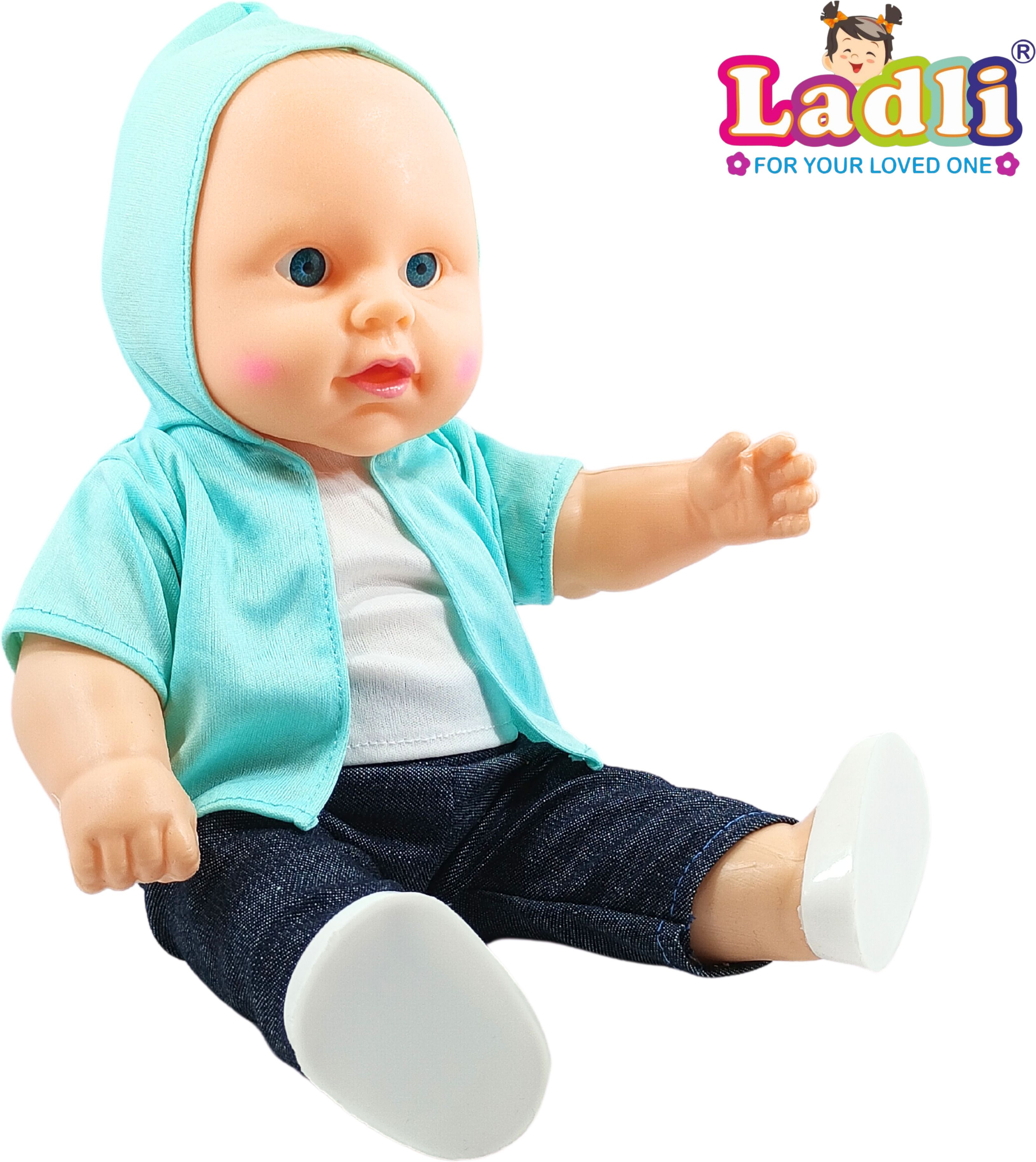 Hoodie Cute Doll Baby Toy for Kids in 2 in one Dress Born baby feeding bottel-image-1