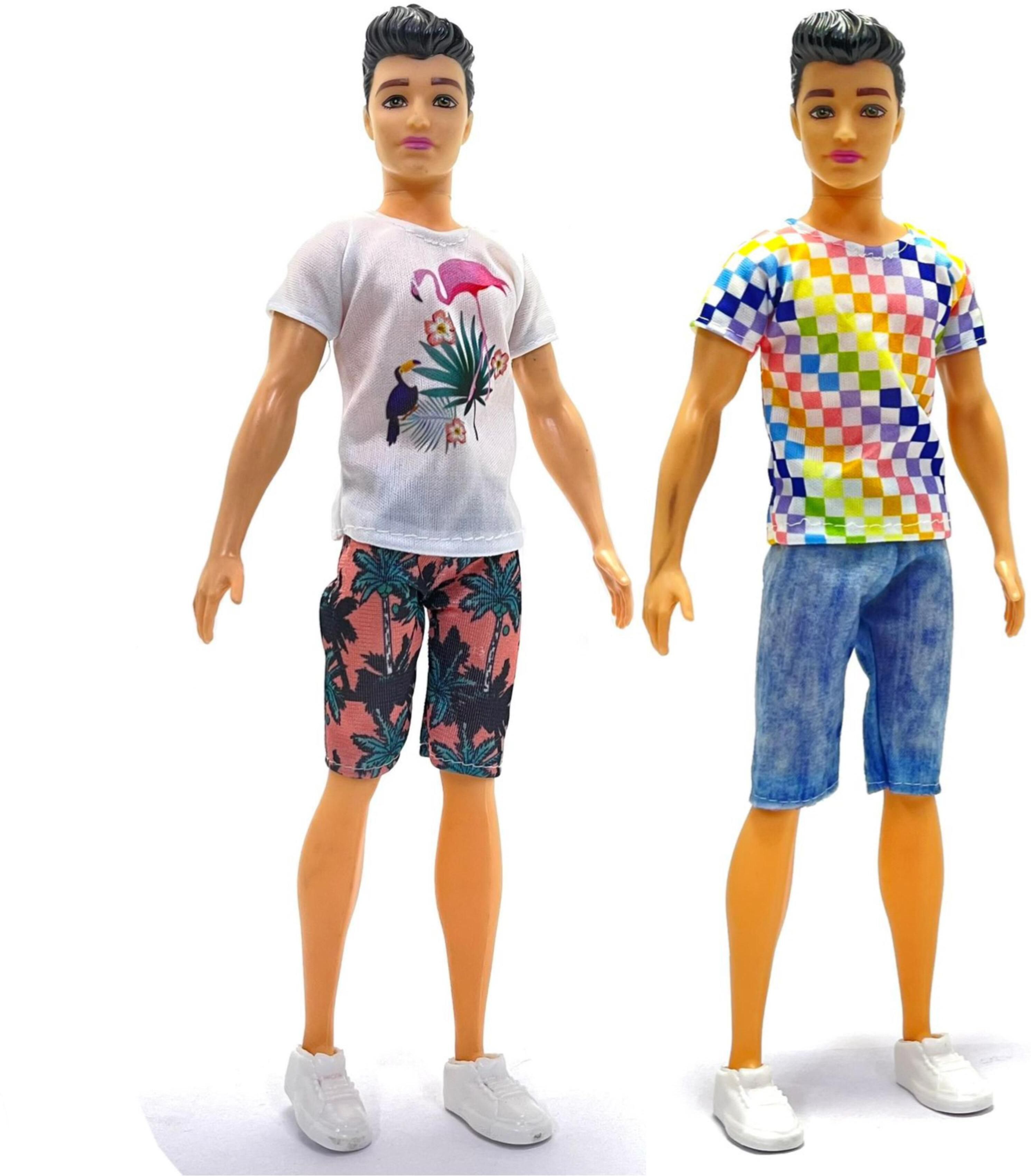 2pcs Fashionista Ken Doll On Vacation Plaid Shirt & Shorts Toys Kids Gift | 30cm-image-44