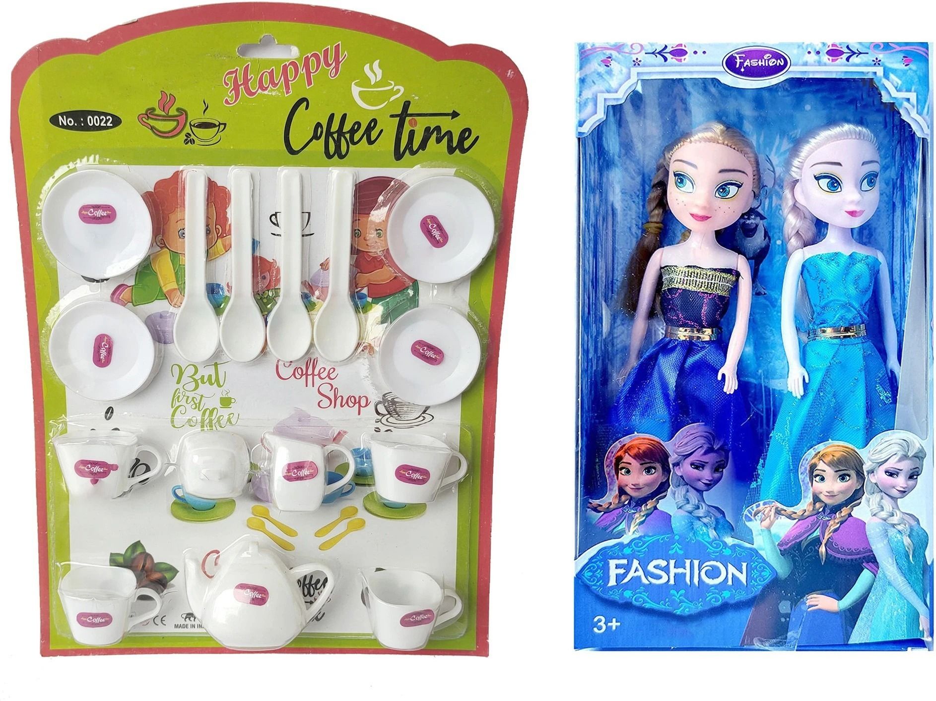 Princess frozen Dolls 2 Sister Doll Set for Girls with Coffee Kitchen Set-image-38