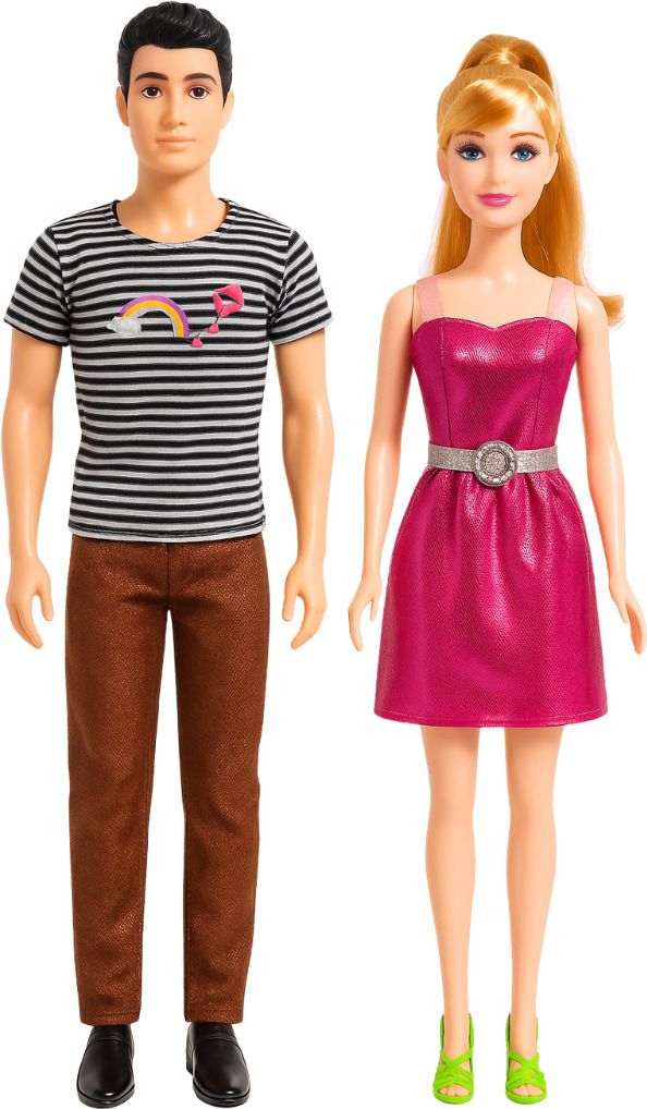 Kids Fashion Doll Couple Set with Male and Female Dolls (Black & Pink)