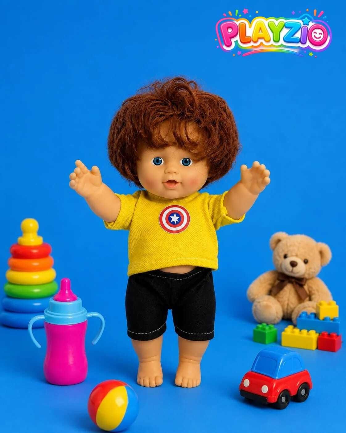 Adorable Curly Hair Baby Doll Wearing Yellow Bunny Outfit for Kids-image-19