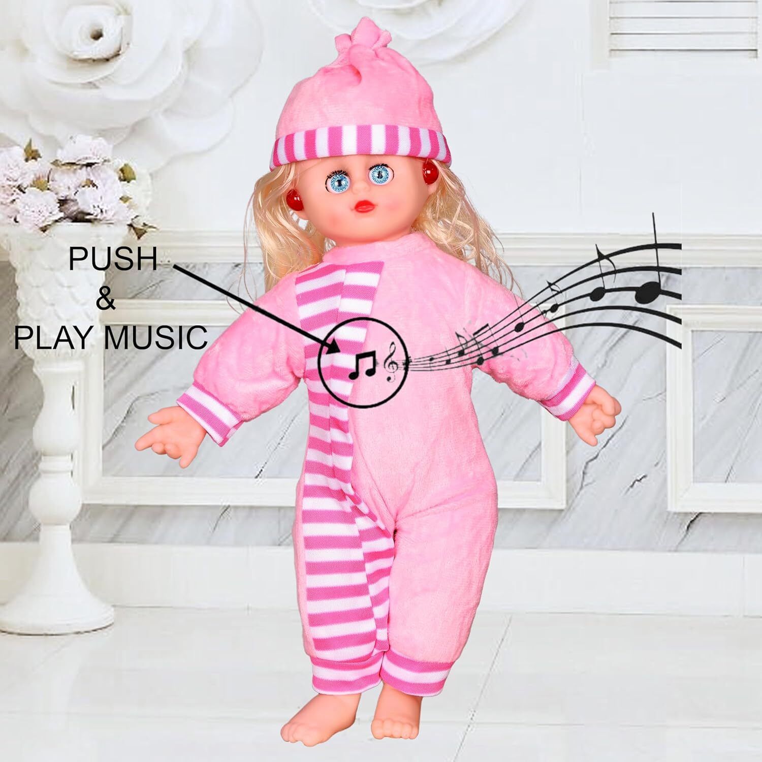 Musical Baby Doll,44 cm,Light and Sound Effects,Blinking Eye,Soft Plush Clothing-image-26