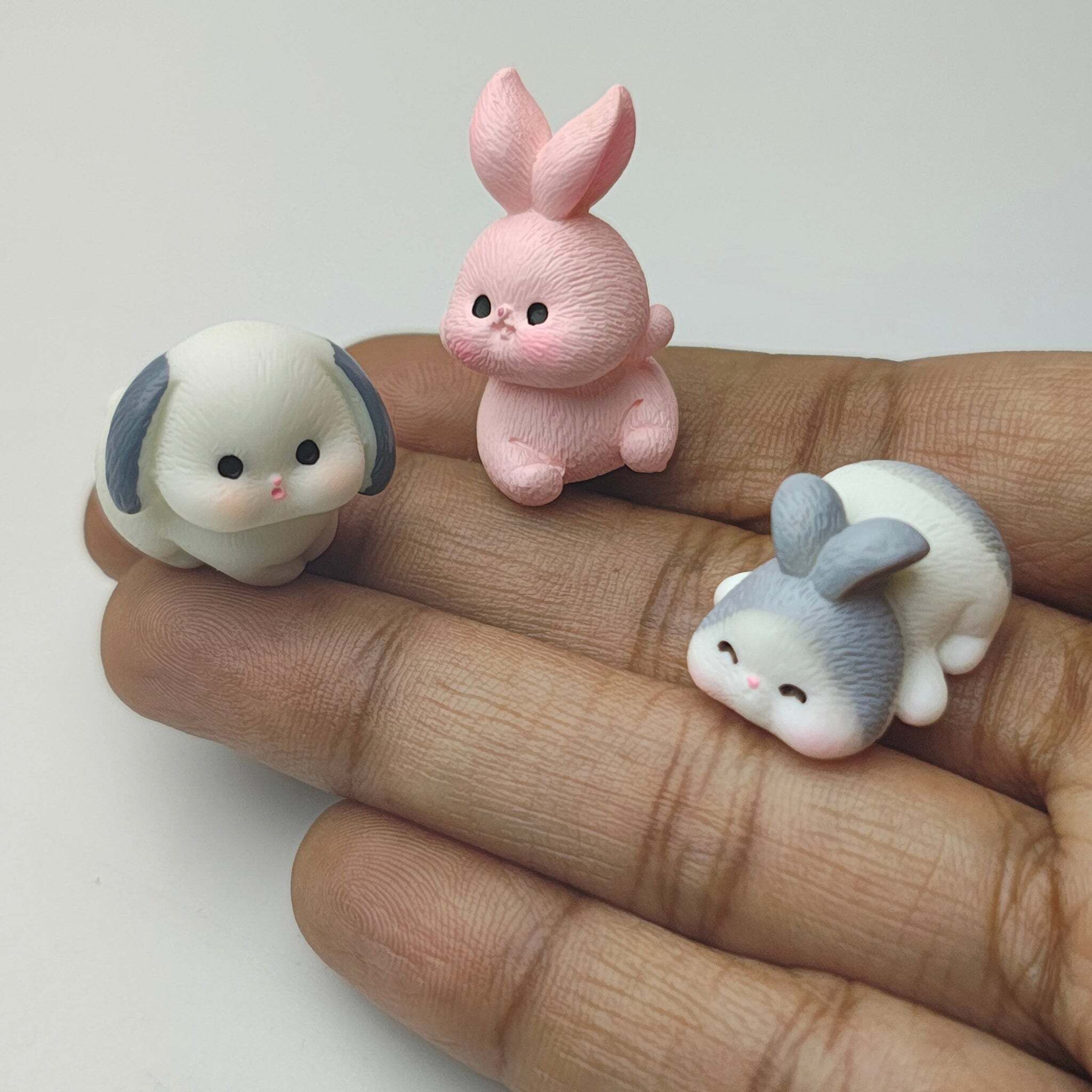 miniatures shop Miniature Tiny Bunny Set (3 Pieces) Dollhouse Decorative Accessories-picture-28