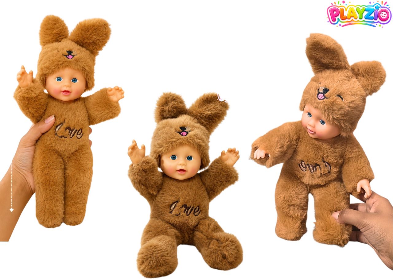Choco Brown Bunny Baby Doll Set with Feeding Bottle For GirlsI best rakhi gift-image-42